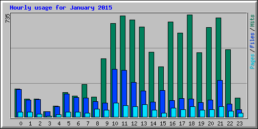 Hourly usage for January 2015